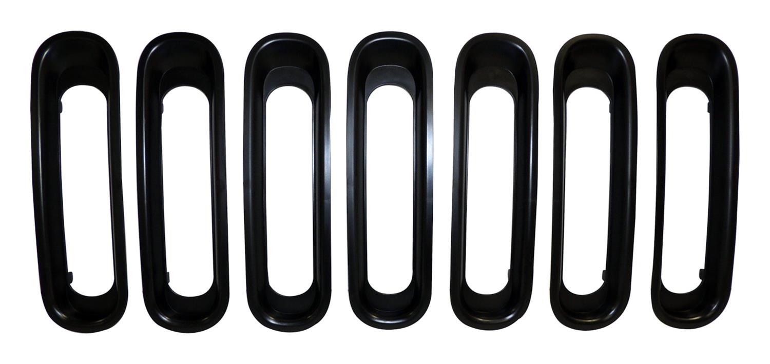 RT Off-Road Grille Inserts RT26056 Inserts, Main Position, Overlay Style, Plastic, Black, Jeep, Set of 7