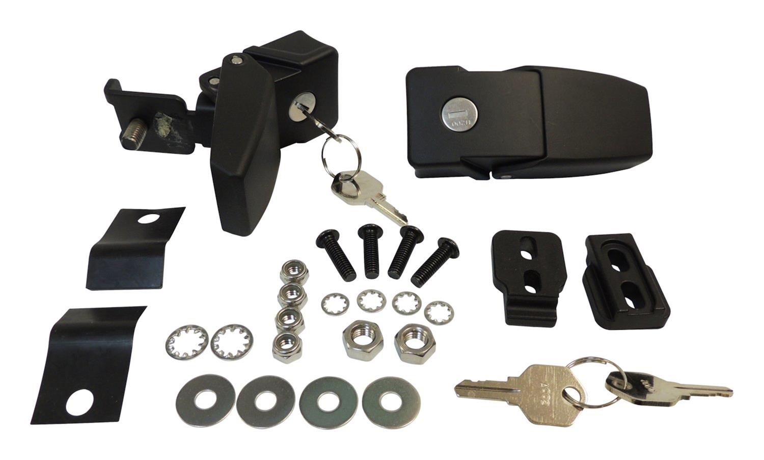 RT Off-Road Locking Hood Catch Kits for 2007-2015 WRANGLER - RT26057 Catches, Locking, Steel, Black Powdercoated, Jeep, Pair