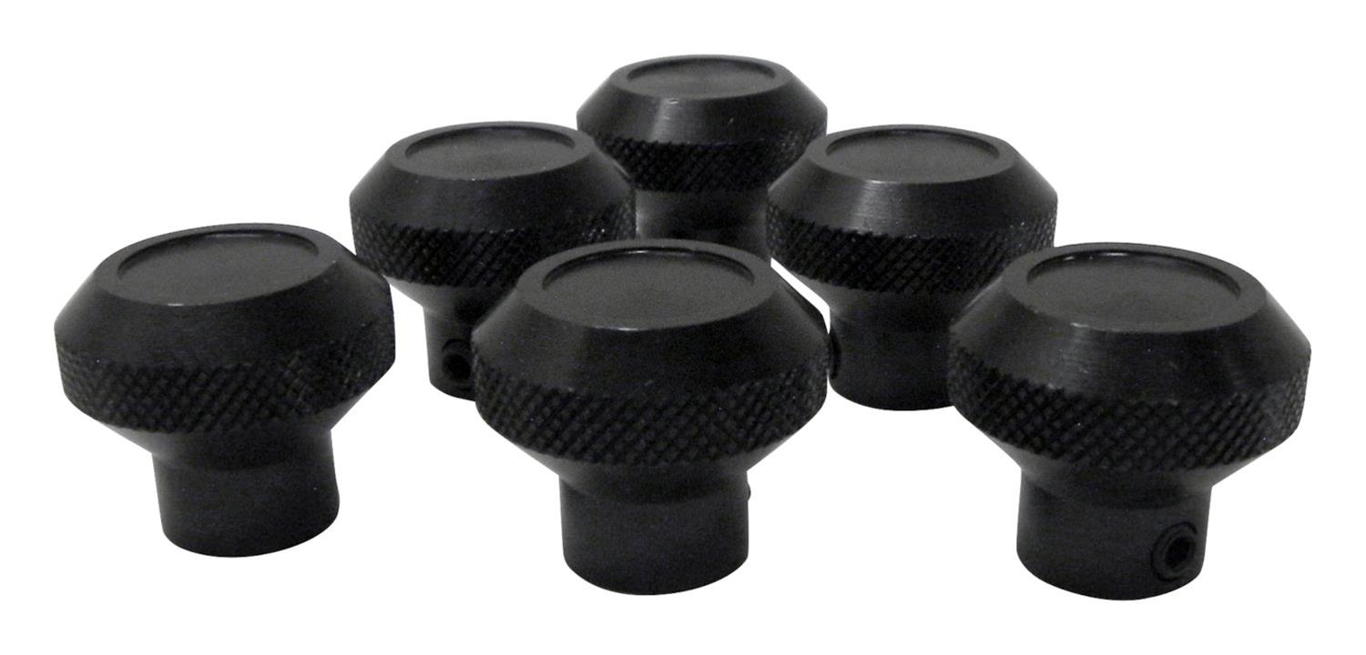 RT Off-Road Dash Knobs for 1976-1983 CJ5, 1976-1986 CJ7, 1981-1985 SCRAMBLER - RT27002 Knobs, Billet Aluminum, Black, Jeep, Set of 6