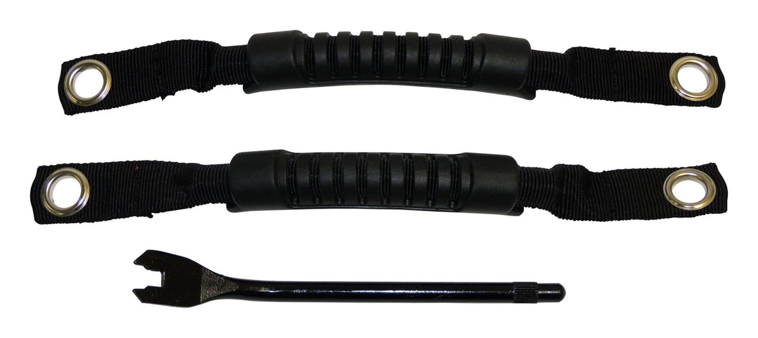 RT Off-Road Door Grab Handles RT27017 Handles, Interior, Nylon, Black, Rubber Handle Grips, Jeep, Pair