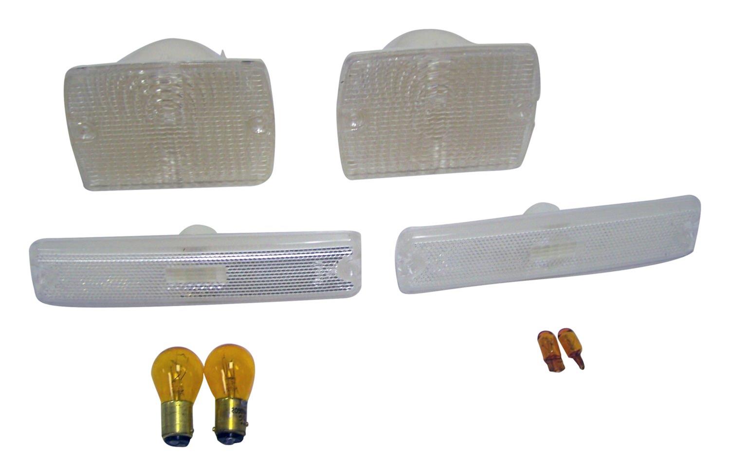 RT Off-Road Parking and Side Marker Light Kits for 1987-1993 WRANGLER - RT28010 Lamp Assemblies, Front, Clear Lenses, Amber Bulbs, Jeep, Set