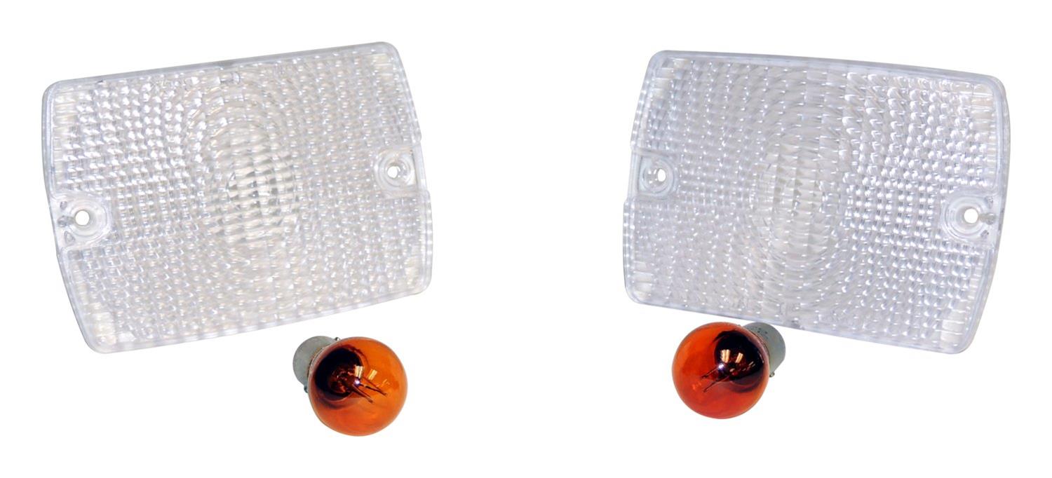RT Off-Road Parking Lamp Assemblies for 1987-1993 WRANGLER - RT28012 Assemblies, Front, Clear Lenses, Amber Bulbs, Jeep, Pair