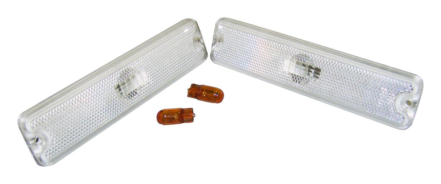 RT Off-Road Side Marker Lamp Kits for 1987-1995 WRANGLER - RT28013 Light Assemblies, Driver Front/Passenger Front, Rectangular, Clear Lenses, Bulbs, Jeep, Pair