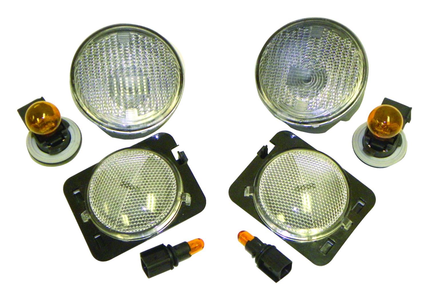 RT Off-Road Parking and Side Marker Light Kits for 2007-2013 WRANGLER - RT28018 Lights, Front, Clear Lenses, Amber Bulbs, Jeep, Kit