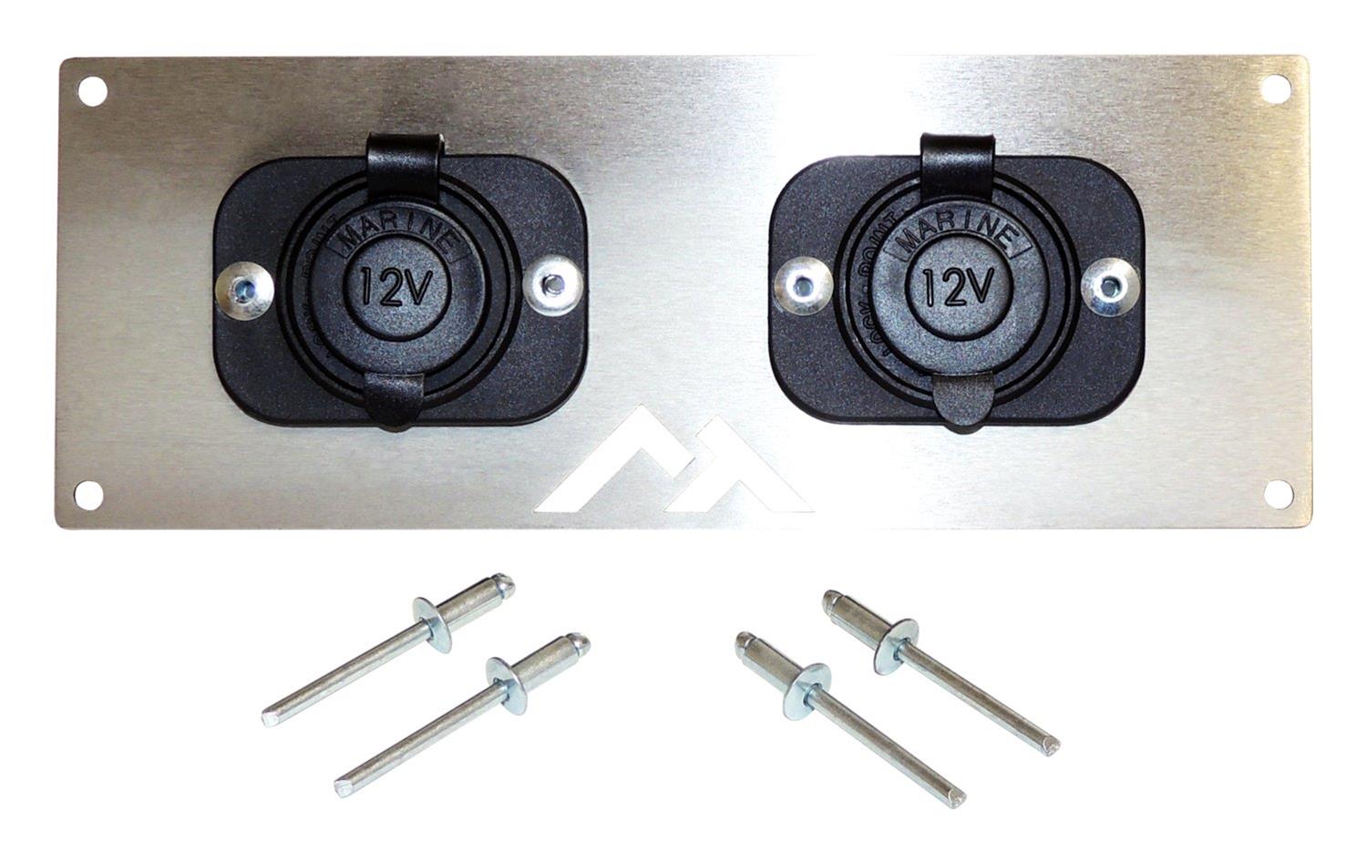 RT Off-Road Electrical Switch Panels RT29009 Plate, Plate w/ 2 12V Power Sockets for Universal Applications