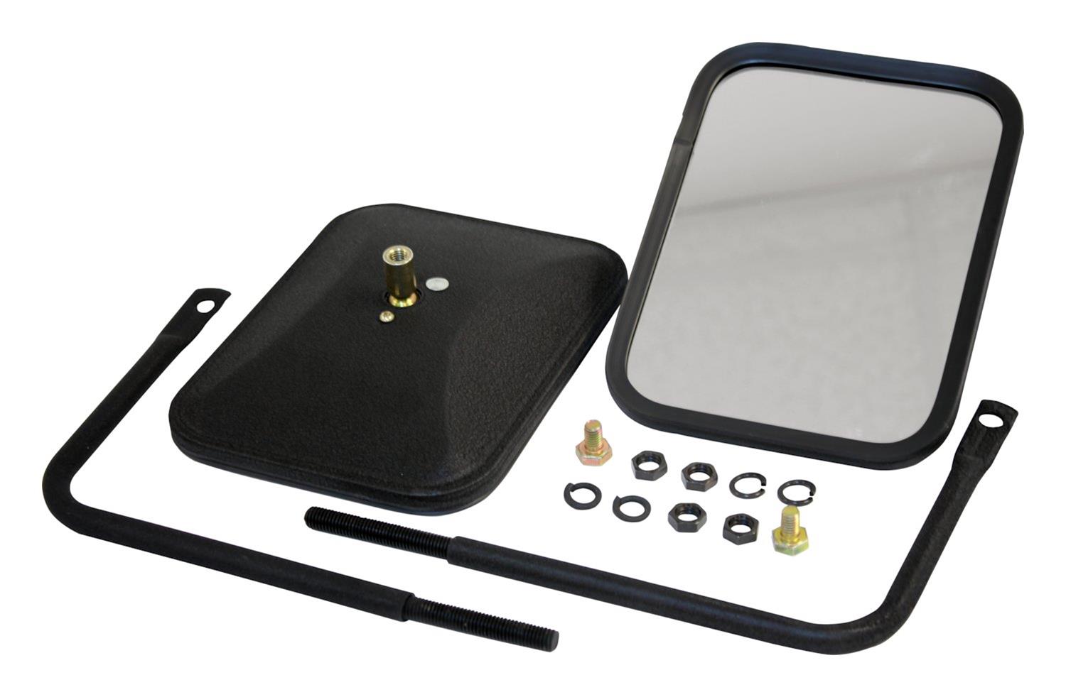 RT Off-Road Side Windshield Mirrors RT30005 View Mirrors, Replacement, Rectangular, Flat, Manual, Black Steel Housing, Jeep, Pair thumbnail 2