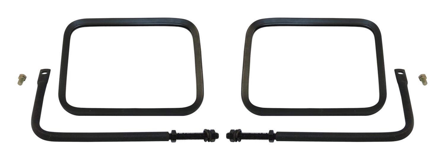 RT Off-Road Side Windshield Mirrors RT30005 View Mirrors, Replacement, Rectangular, Flat, Manual, Black Steel Housing, Jeep, Pair
