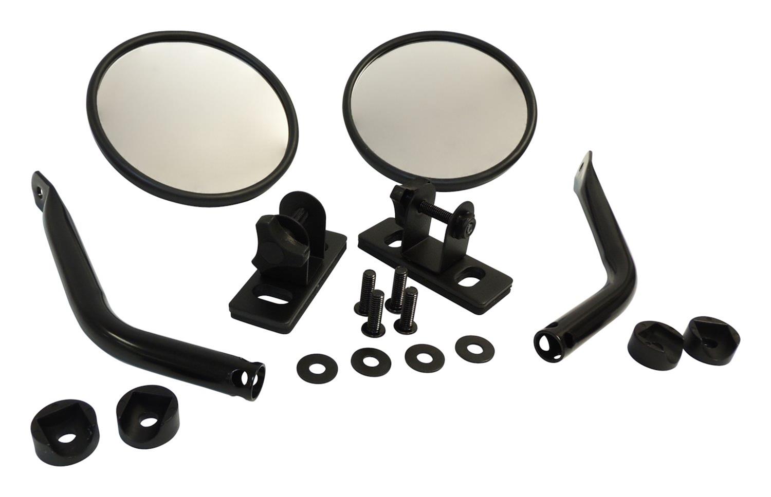 RT Off-Road Side Windshield Mirrors RT30020 View Mirrors, Replacement, Round, Flat, Manual, Black, Pair