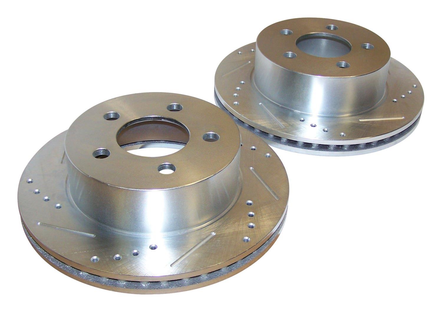 RT Off-Road Drilled and Slotted Rotor Sets RT31001 Brake Rotors, Slotted, Iron, Natural, 11.500 in. O.D., Front, Jeep, Pair