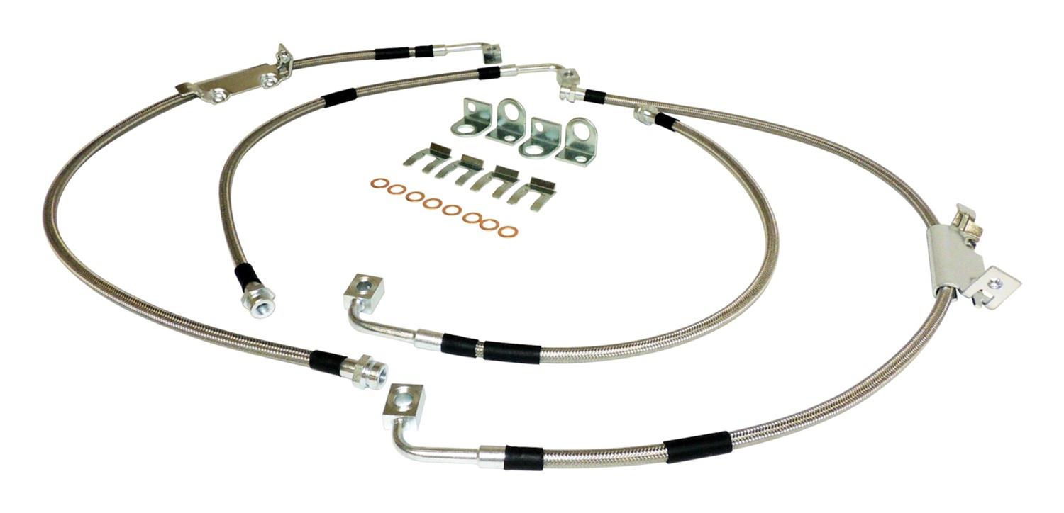 RT Off-Road Brake Hose Kits RT31049 Hoses, Stainless Steel, Braided Kit, includes Front/Rear Lines, Retainers, Axle Mounting Brackets, Washers, Jeep, Set of 4 thumbnail 2