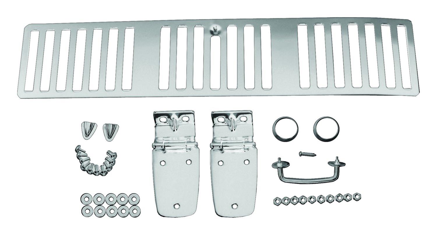 RT Off-Road Complete Hood Dress Up Kits for 1997 WRANGLER - RT34058 Hinges, Up, Vent, Footman Loop, Stainless Steel, Polished, Jeep, Kit