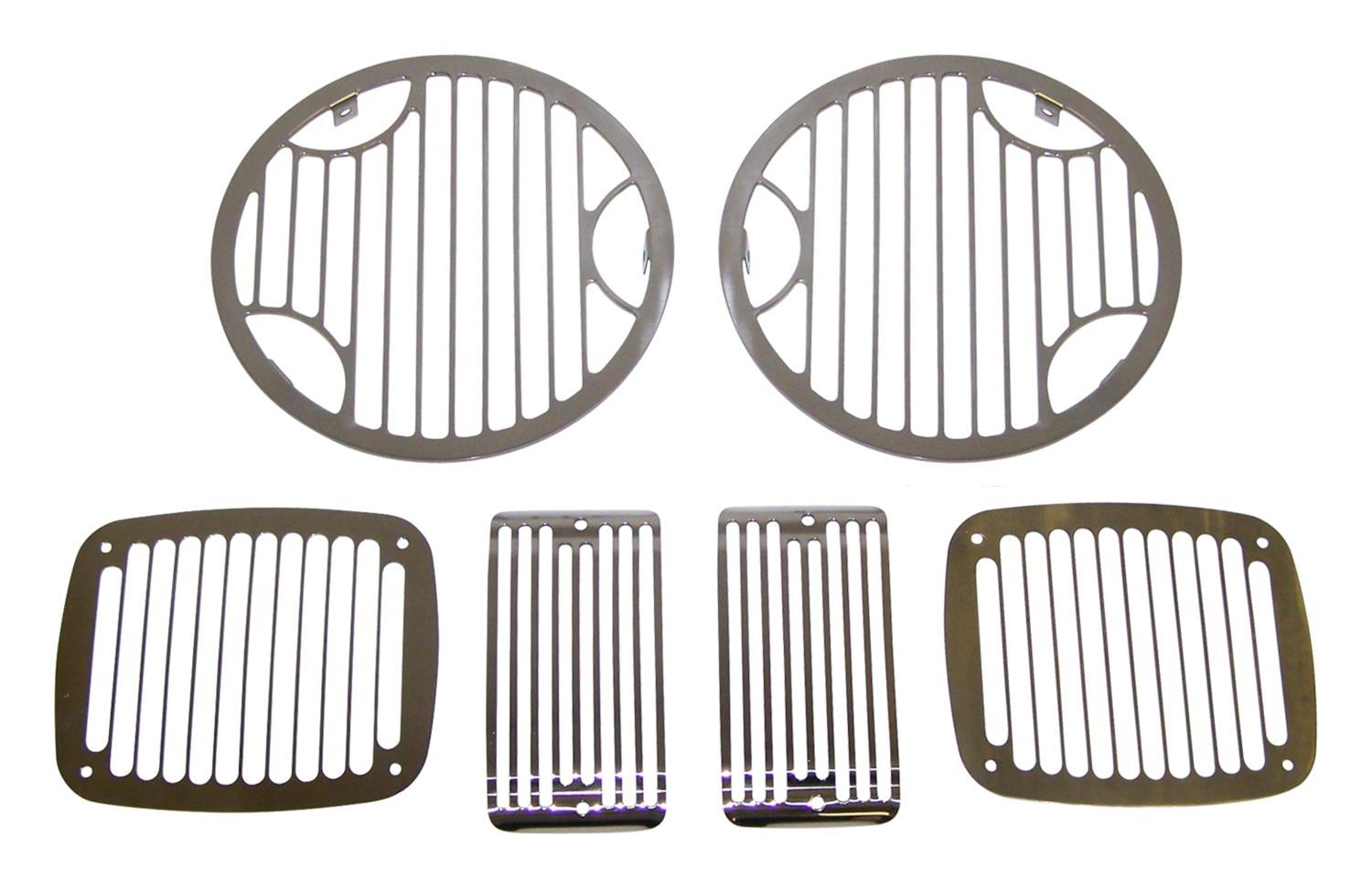 RT Off-Road Stone Guard Sets for 1997-2006 WRANGLER - RT34063 Light Guards, Billet Style, Stainless Steel, Natural, Jeep, Set of 6