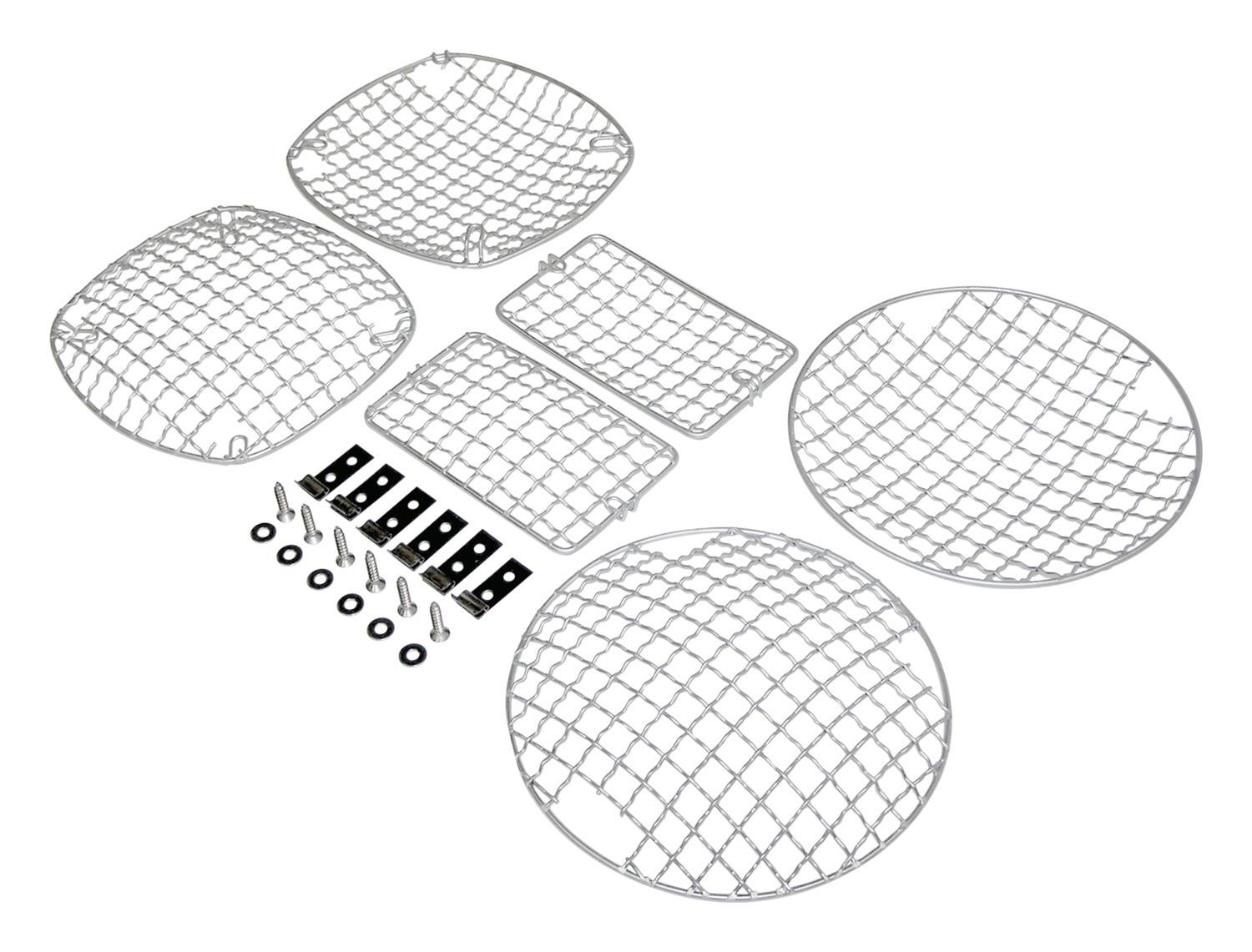 RT Off-Road Stone Guard Sets for 1997-2006 WRANGLER - RT34064 Light Guards, Stainless Steel, Natural, Jeep, Set of 6