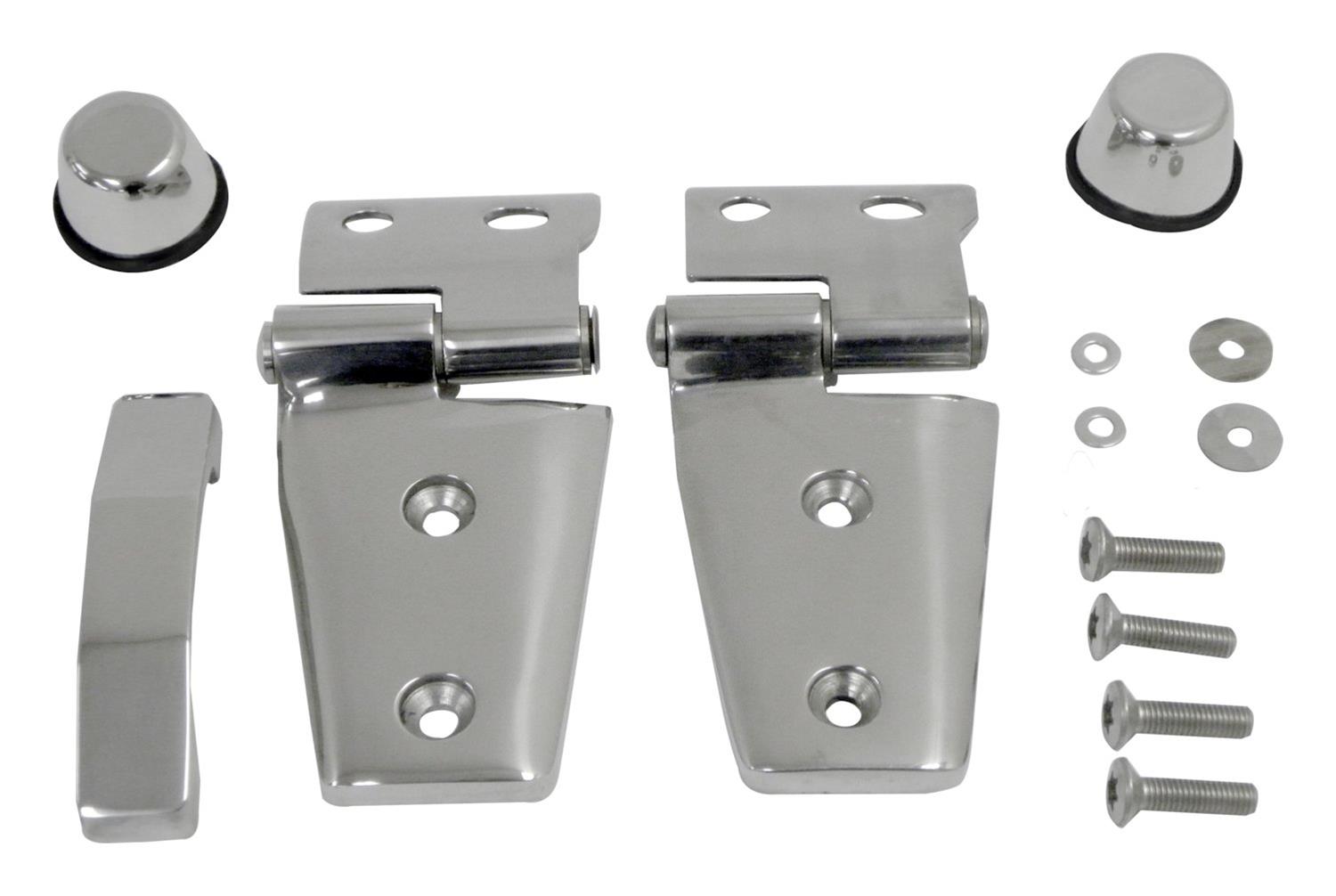 RT Off-Road Complete Hood Dress Up Kits for 2007-2017 WRANGLER, 2018 WRANGLER JK - RT34076 Hinges, Up, Footman Loop, Stainless Steel, Polished, Jeep, Kit