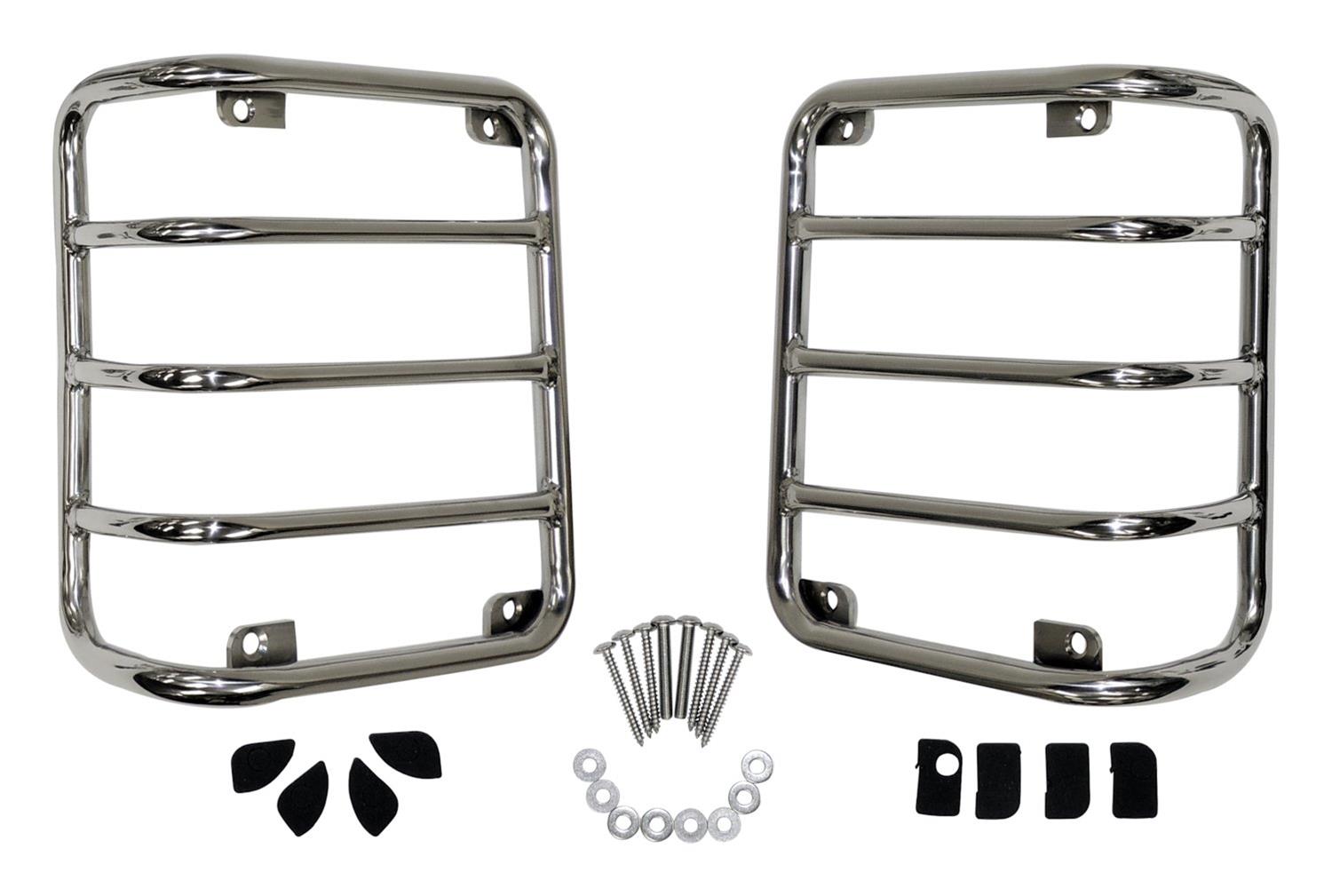 RT Off-Road Tail Lamp Guards RT34080 Guards, Stainless Steel, Polished, Jeep, Pair