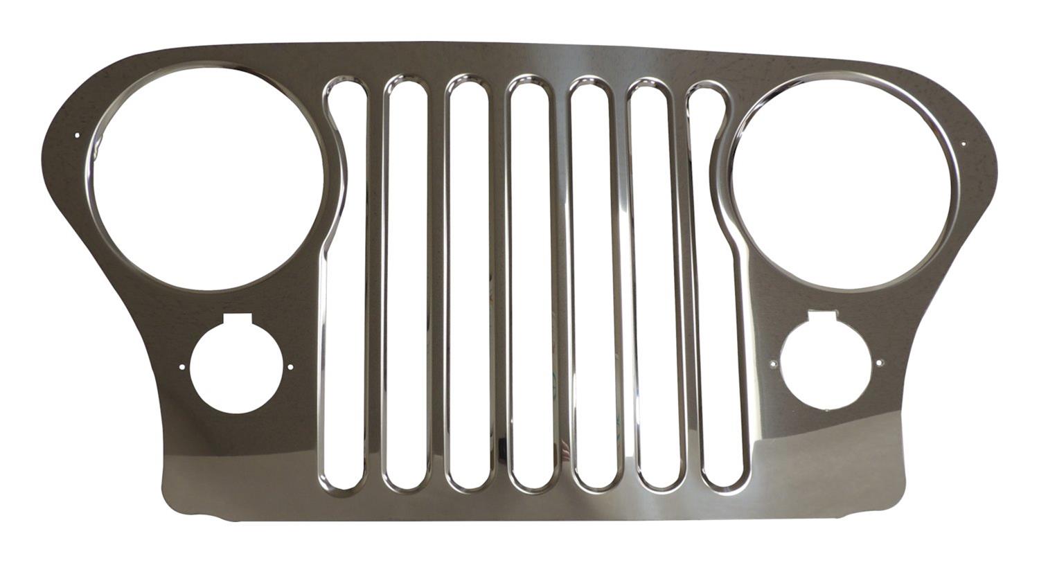 RT Off-Road Grille Overlays for 1976-1986 CJ7 - RT34086 Overlay, Slotted Style, Stainless Steel, Polished, Jeep, Each