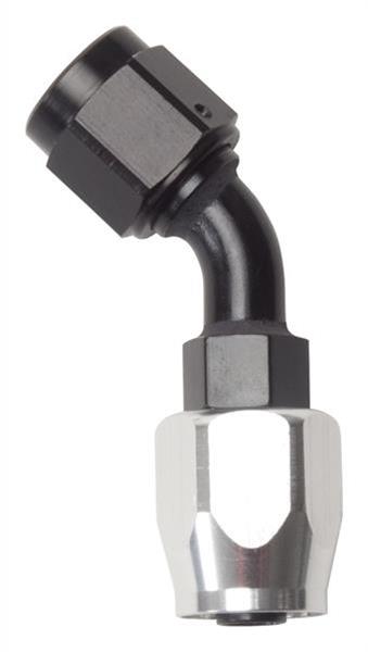 Russell Performance -6 AN Black/Silver 45 Degree Full Flow Hose End thumbnail 2