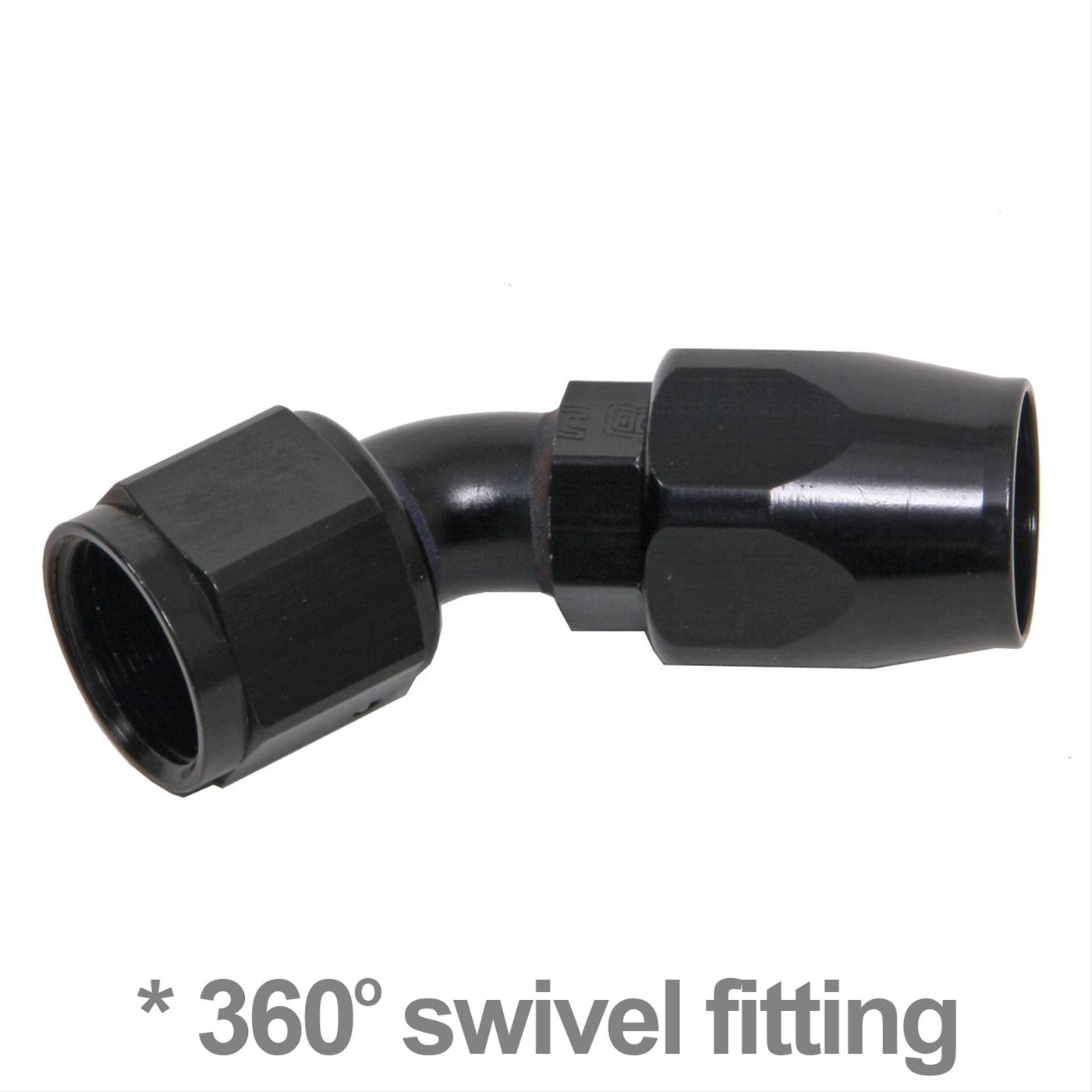 Russell Performance -6 AN Black 45 Degree Full Flow Hose End
