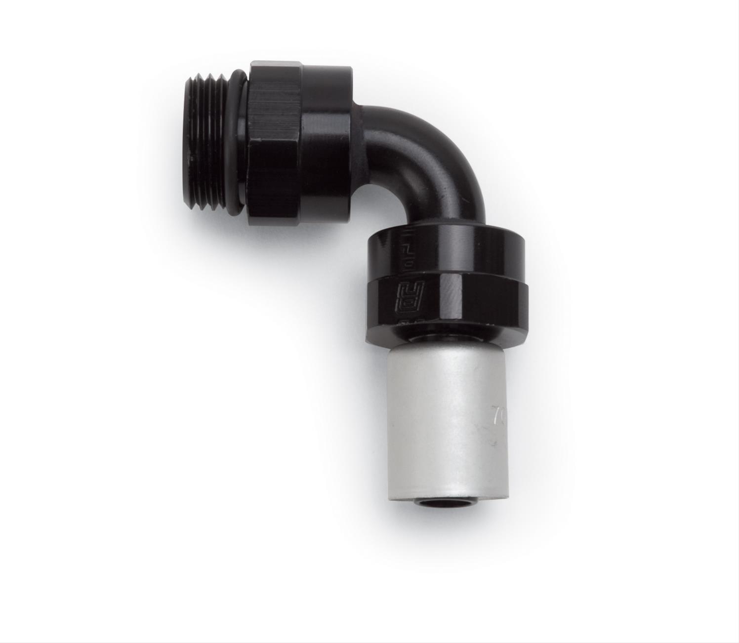 Russell Performance -8 SAE Port Male to -8 AN Hose 90 Degree Crimp On Hose End - Black Anodized