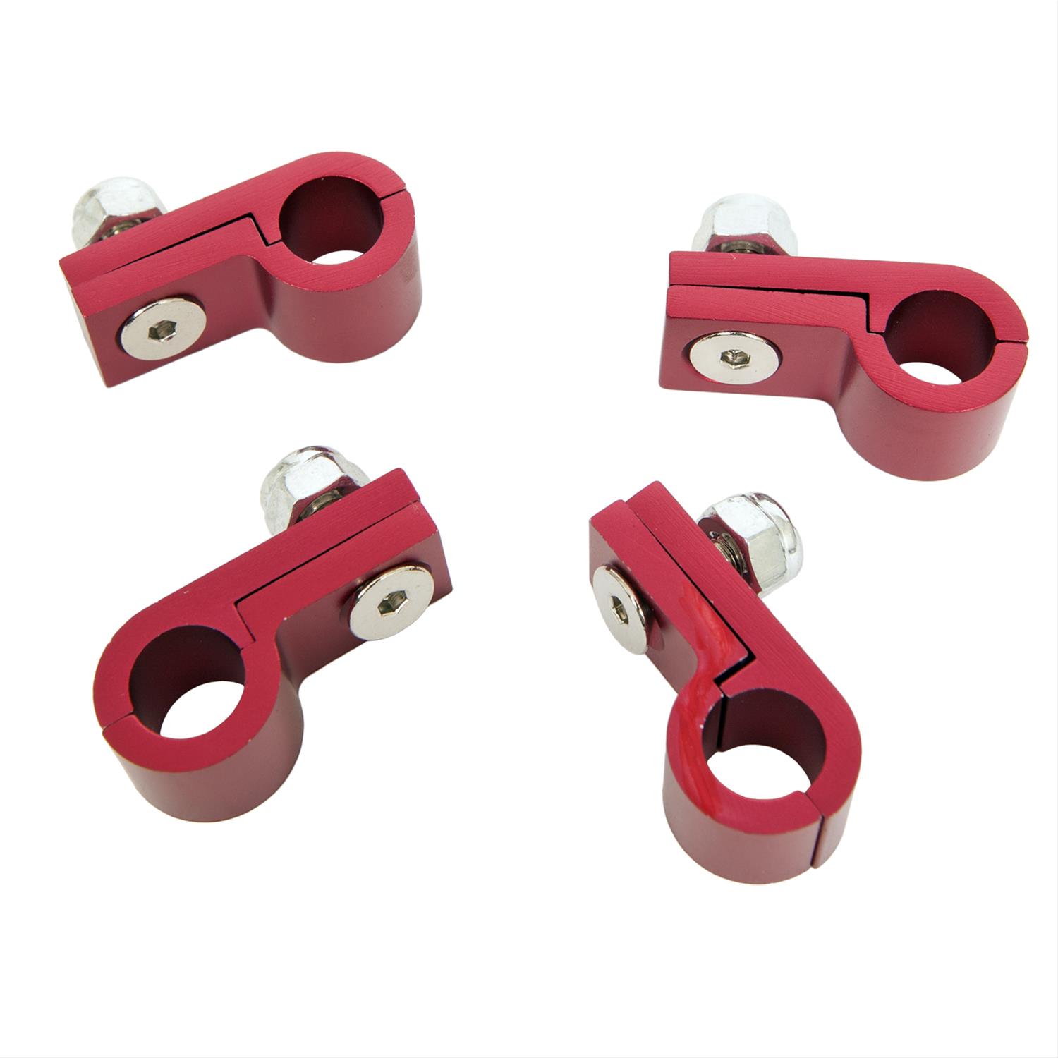 Russell Tubing Clamps 654250 Hose and Line Mounting Clamps, Clamps, 1 Hose Capacity, Aluminum, Red Anodized, for Use with 3/8 in. Steel or Aluminum Tubing, Set of 4