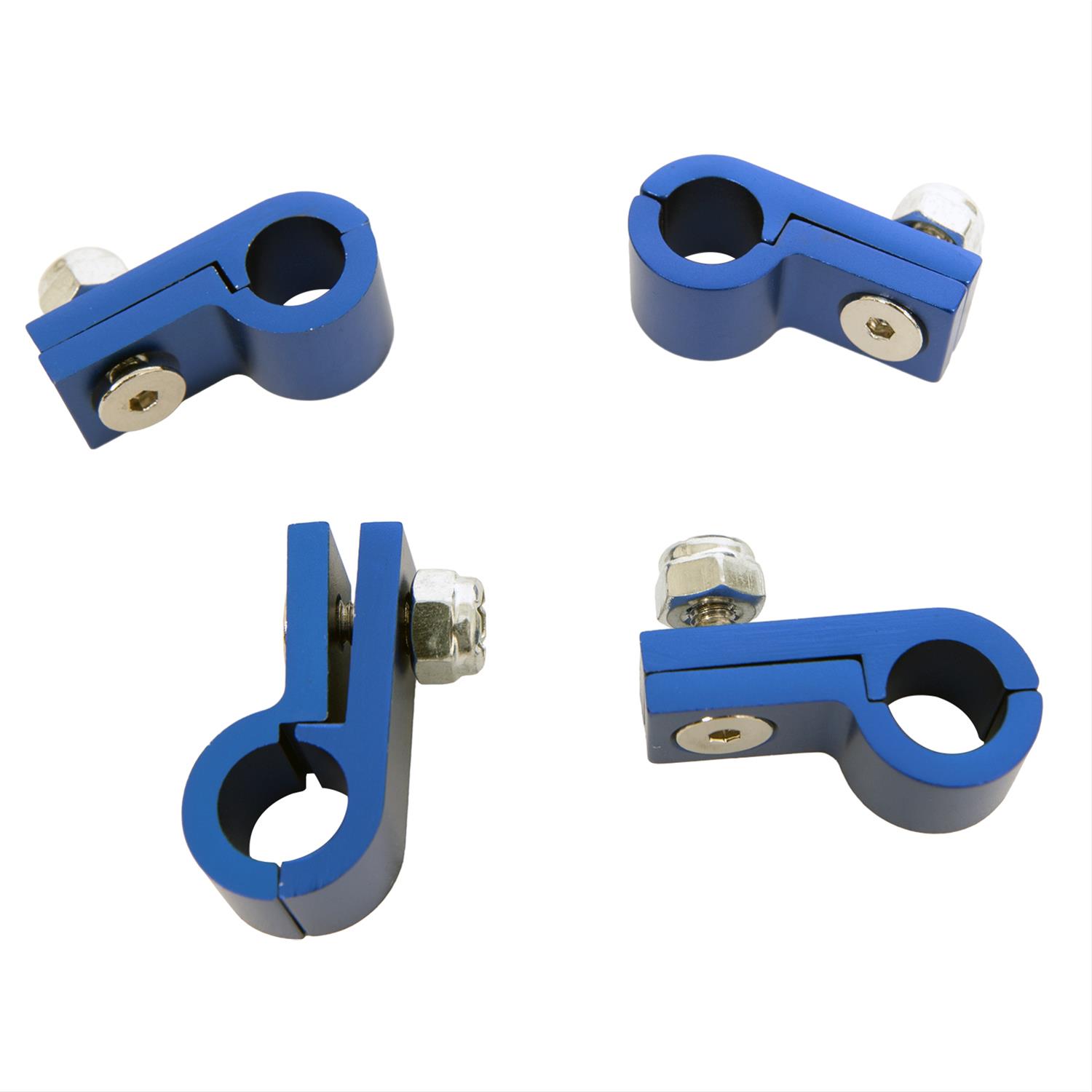 Russell Tubing Clamps 654252 Hose and Line Mounting Clamps, Clamps, 1 Hose Capacity, Aluminum, Blue Anodized, for Use with 3/8 in. Steel or Aluminum Tubing, Set of 4