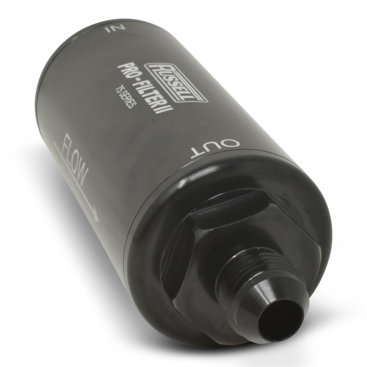 Russell ProFilter 2 40 Microns Fuel Filter with -8 AN Inlet Size 750804 Filter, Pro-Filter 2, 75 Series, Male In/Out, Microns, 6.25 in. Length, Aluminum, Black, Each thumbnail 4