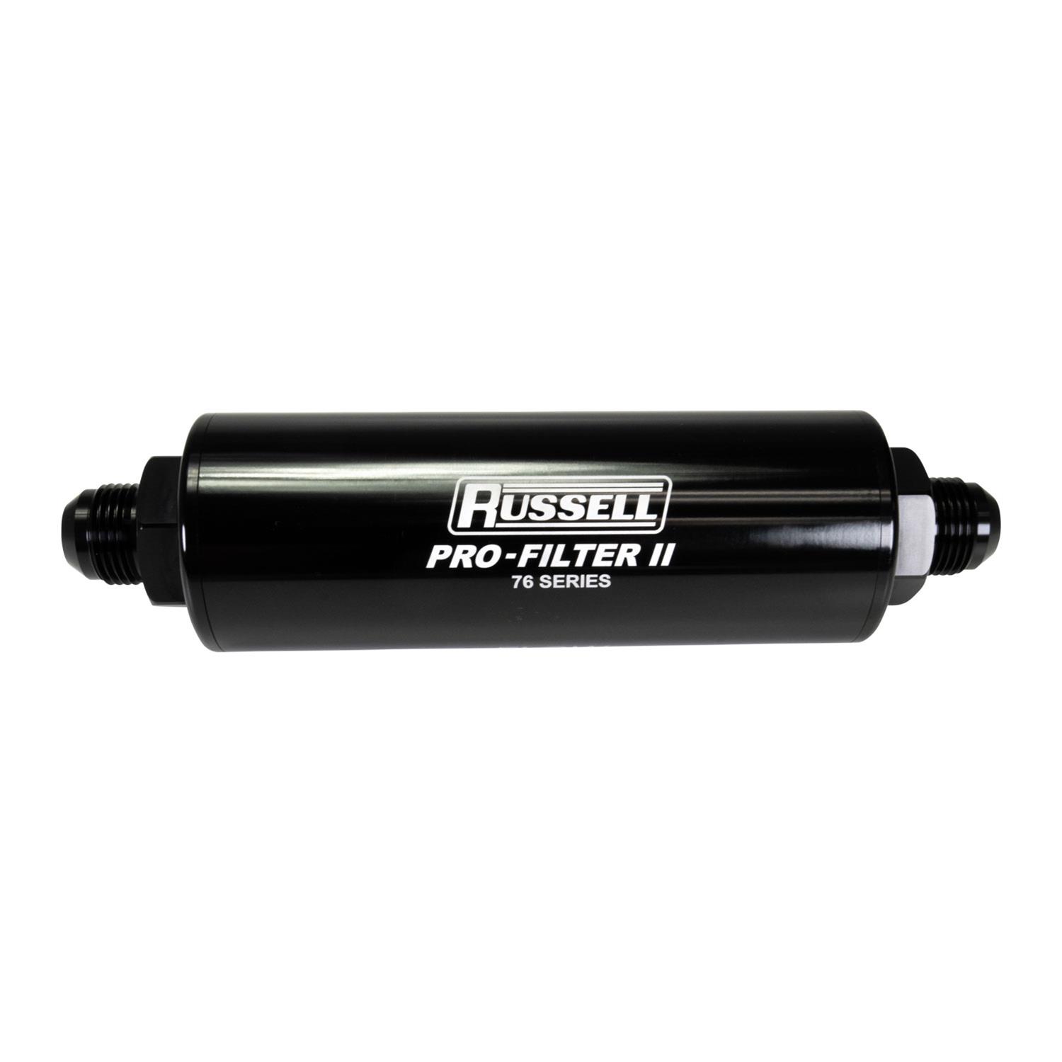 Russell ProFilter 2 40 Microns Fuel Filter with -10 AN Inlet Size 761004 Filter, Pro-Filter 2, 76 Series, Male In/Out, Microns, 9.75 in. Length, Aluminum, Black, Each thumbnail 2