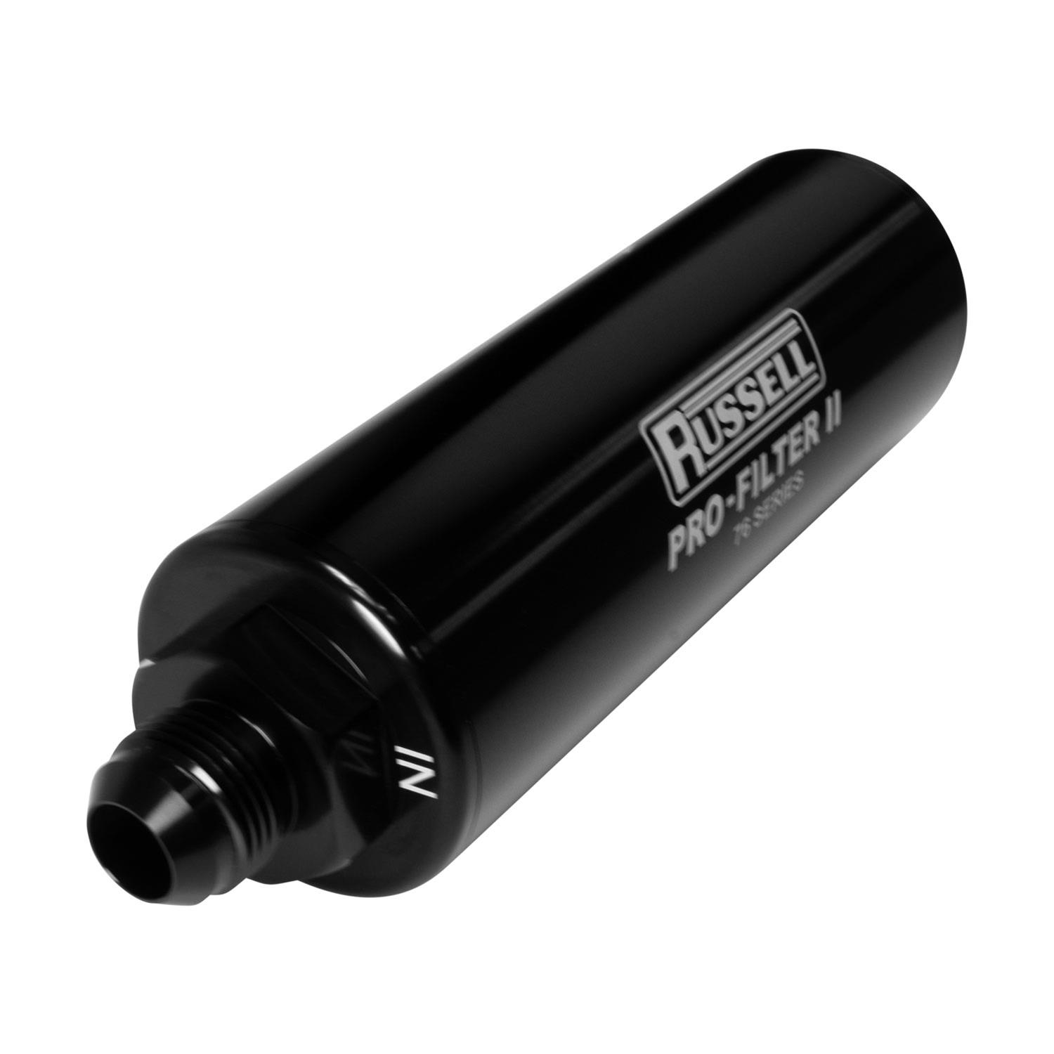 Russell ProFilter 2 10 Microns Fuel Filter with -12 AN Inlet Size 761201 Filter, Pro-Filter 2, 76 Series, Male In/Out, Microns, 9.75 in. Length, Aluminum, Black, Each thumbnail 3