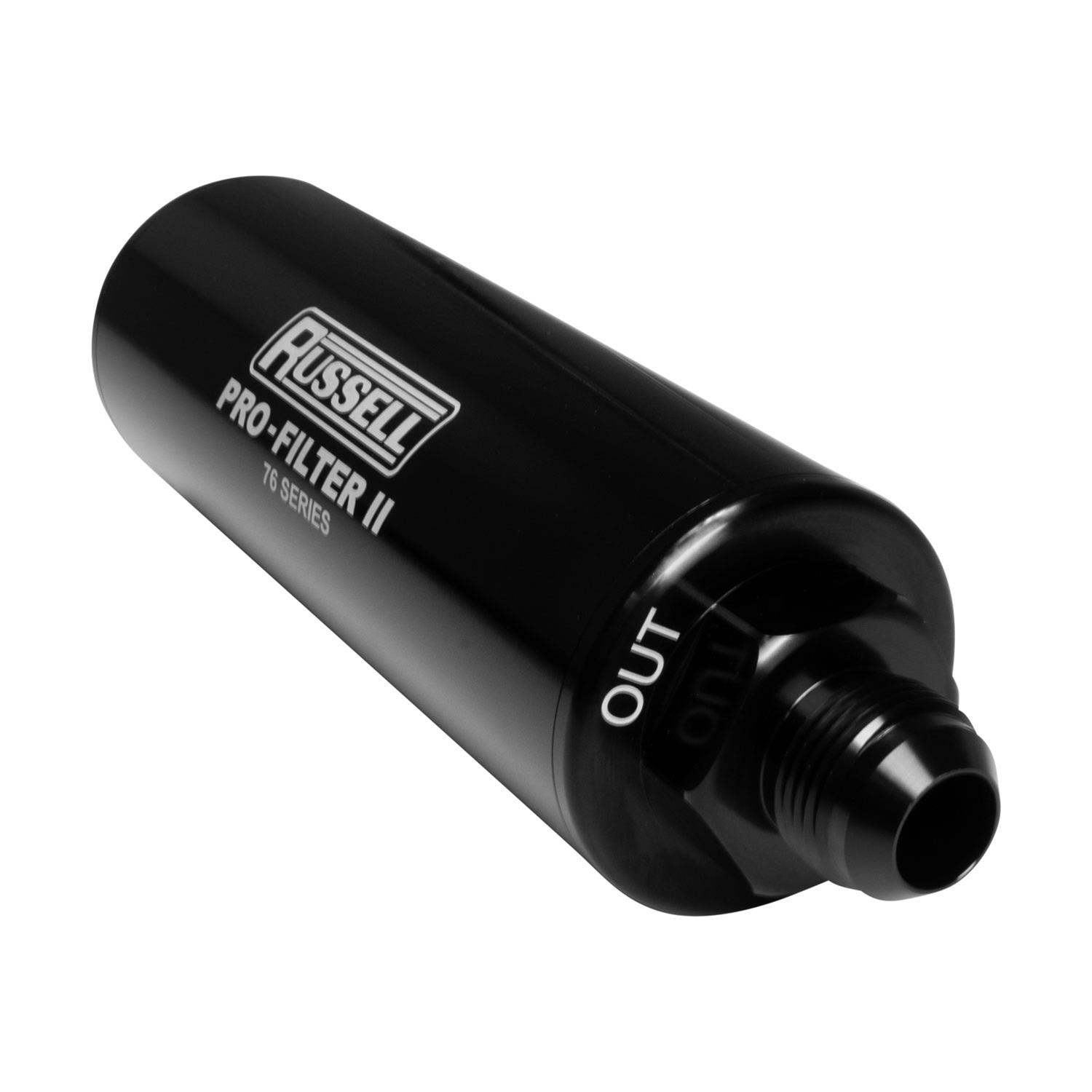 Russell ProFilter 2 100 Microns Fuel Filter with -12 AN Inlet Size 761210 Filter, Pro-Filter 2, 76 Series, Male In/Out, Microns, 9.75 in. Length, Aluminum, Black, Each thumbnail 3