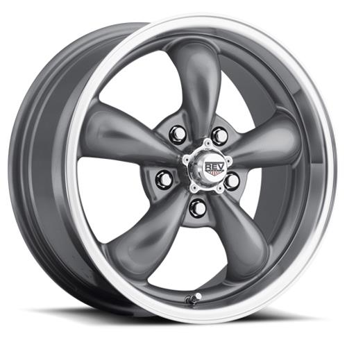 REV Wheels 100 Classic Series Anthracite 15x7 Wheels, Series, 15 in. x 7.0 in., Aluminum, Gloss Anthracite, 5 x 114.3mm/4.50 in. Bolt Circle, 4.000 in. Backspacing, Each