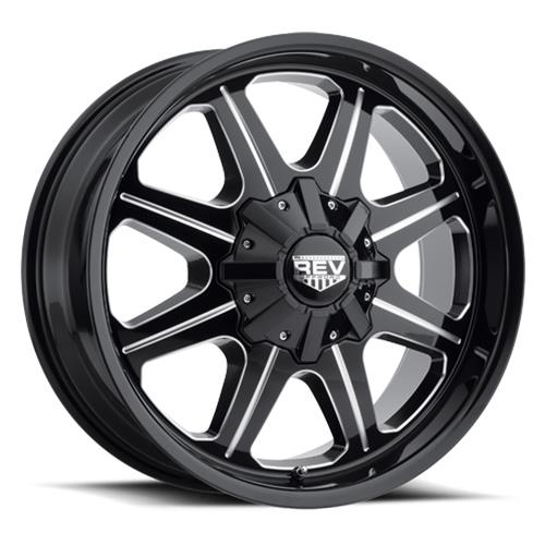 REV Wheels 823 Series Offroad Gloss Black Machined 20x9 Wheel, Series, Offroad, 20 in. x 9 in., Aluminum, Machined, 6 x 5.5 in./135mm Bolt Circle, 4.53 in. Backspace, Each