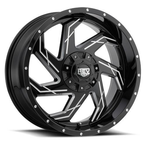 REV Wheels 895 Series Offroad Gloss Black Machined 17x9 Wheel, Series, Offroad, 17 in. x 9 in., Aluminum, Machined, 6 x 5.5 in./135mm Bolt Circle, 4.53 in. Backspace, Each