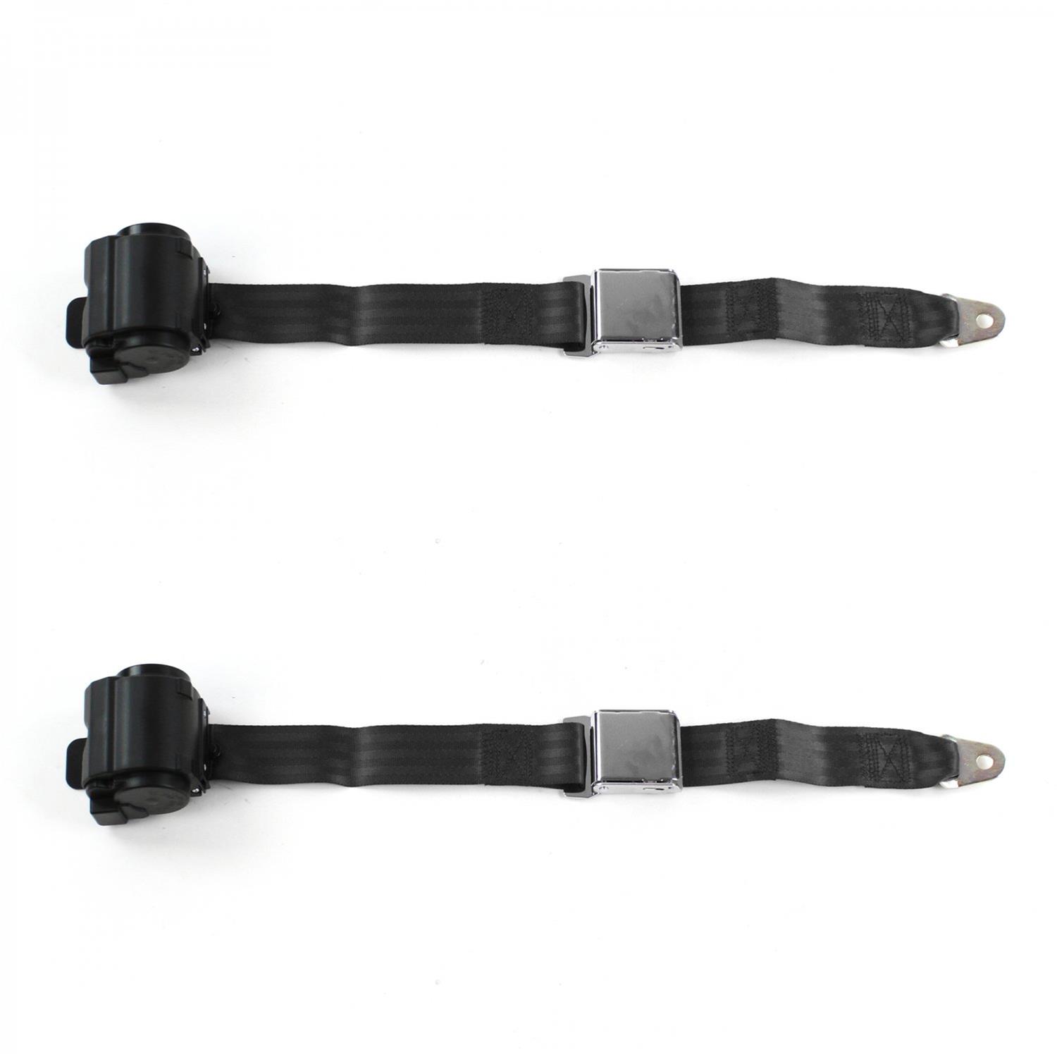 SafeTboy Black Lap Seat Belt Set – 2-Point Fixed, Airplane Buckle, For Chevy Corvair 1960-1969 - View #3