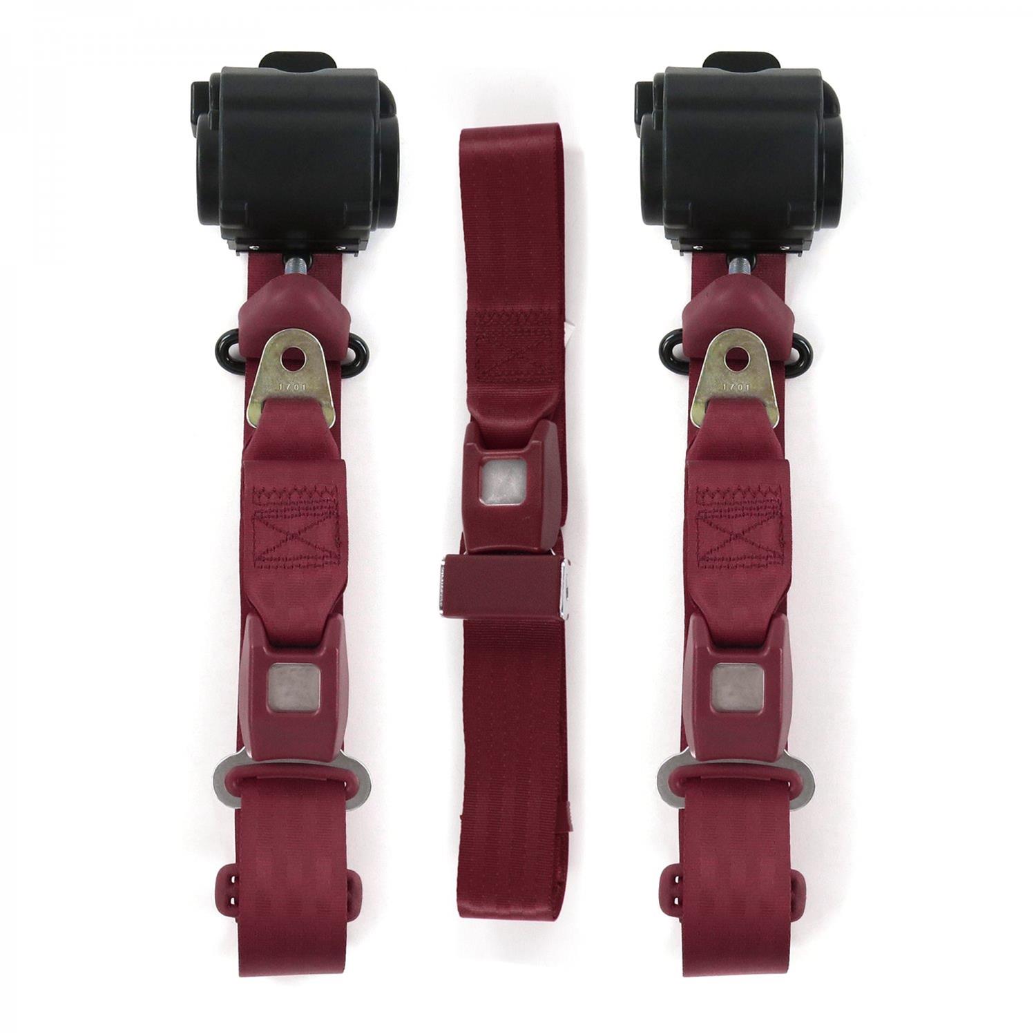 SafeTBoy STBD036B SafeTBoy 3-Point Retractable Push Button Buckle Lap Belts  | Summit Racing