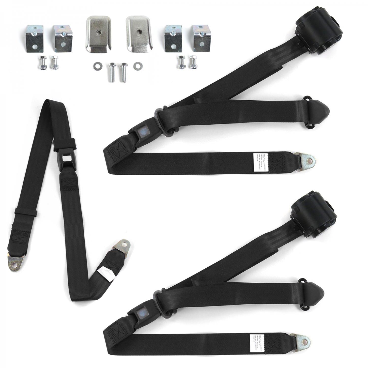 SafeTBoy STBD3126 SafeTBoy 3Point Retractable Push Button Buckle Lap Belts Summit Racing