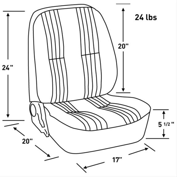 Procar Lowback Series 1400 None Seat 80-1400-99R Seat, Pro-90 1400, Passenger Side, Lever Recline Style, Bare Seats, No Covers, Each