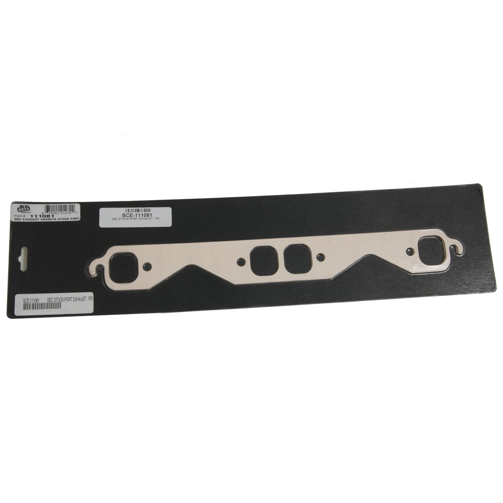SCE AccuSeal E Exhaust Gaskets 111081 Header and Manifold Gaskets, E, Graphite/Kevlar®, Round Port, Chevrolet, Small Block, Pair