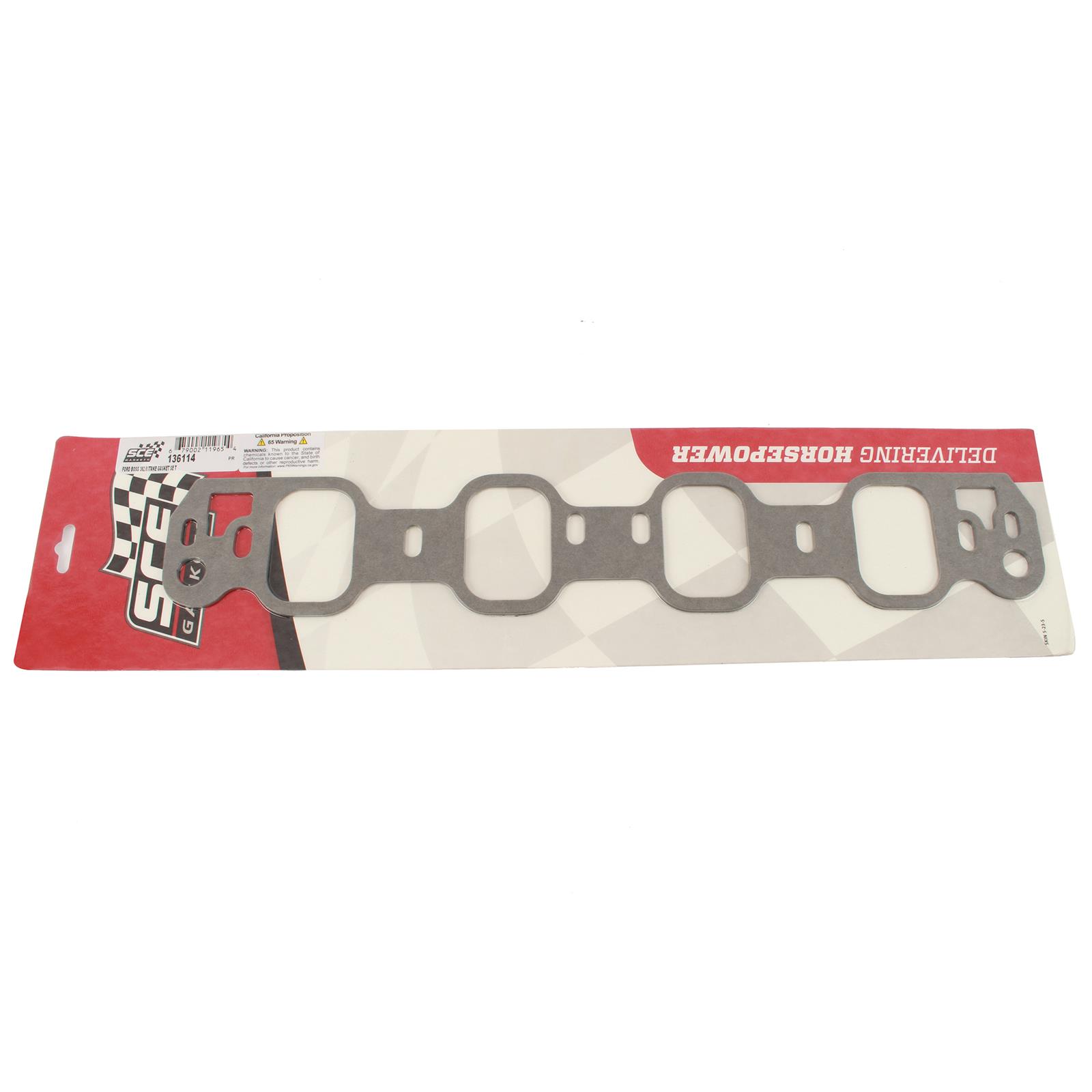 SCE AccuSeal E Intake Gaskets 136114 Manifold Gaskets, E, Composite, Rectangular Port, Ford, 302 Boss, Pair