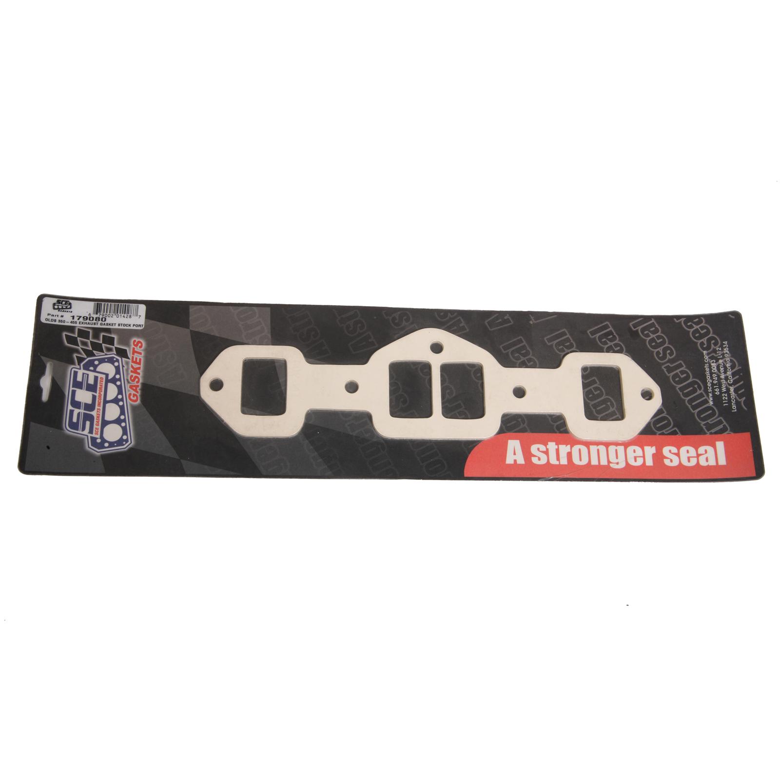 SCE AccuSeal E Exhaust Gaskets 179080 Header and Manifold Gaskets, E, Graphite/Kevlar®, Stock Port, Oldsmobile, Oldsmobile V8, Pair