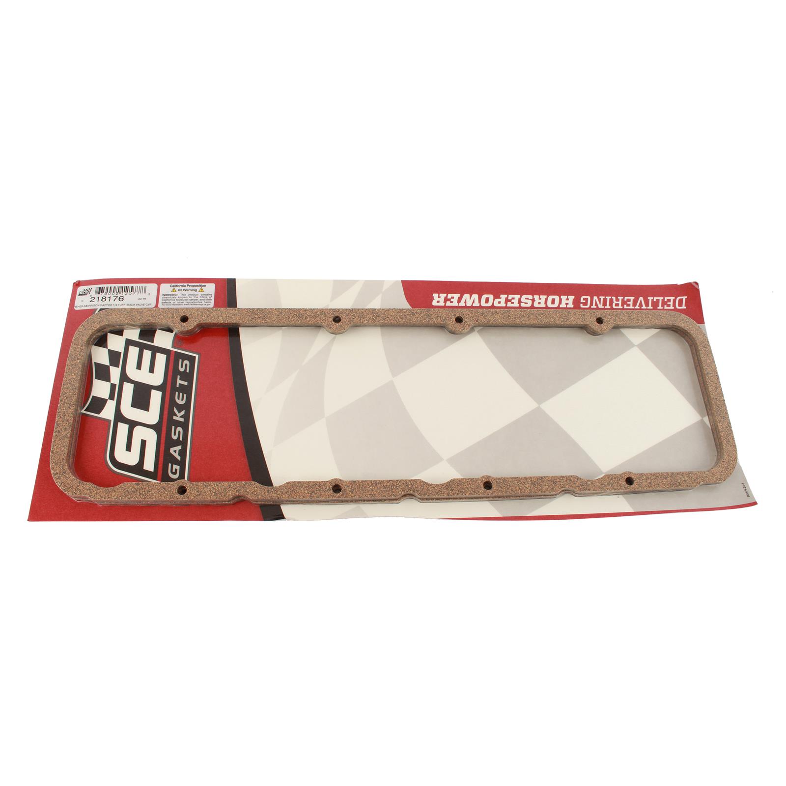 SCE AccuSeal Pro Valve Cover Gaskets 218176-10 Gaskets, Pro, Laminated High-Temperature Silicone/Cork, Dart Big Chief, Brodix Big Duke, Early Pontiac Stock Heads, 10 Pairs