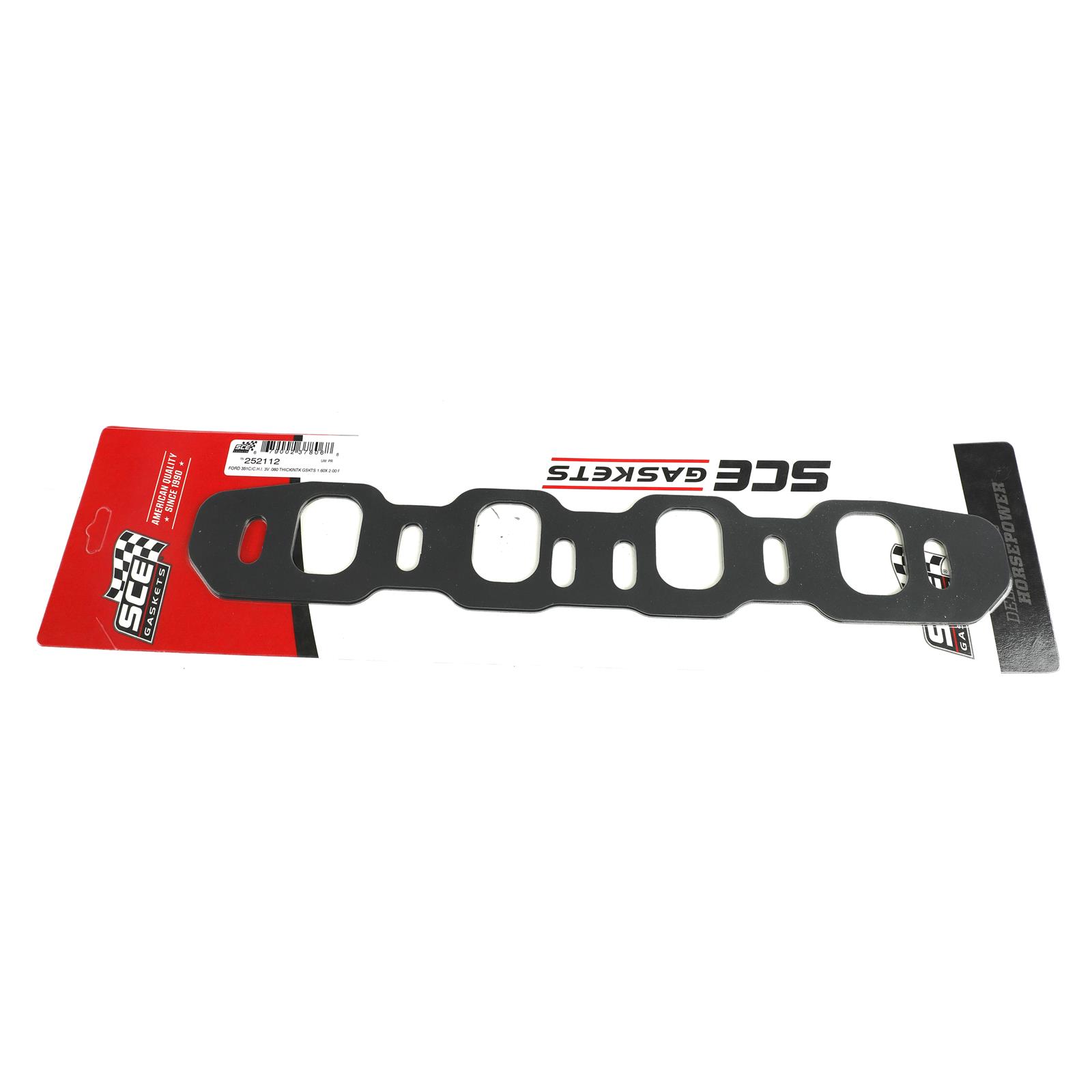 SCE AccuSeal Pro Intake Gaskets 252112 Manifold Gaskets, 2.0 in. Port Height, 1.60 in. Port Width, Composite, 0.060 in. Thick, CHI Port Style, Ford, 351C, Each
