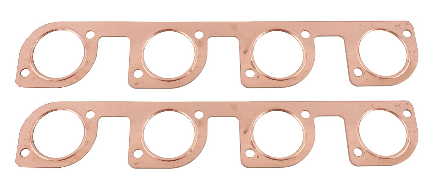 SCE Pro Copper Embossed Exhaust Gaskets 4015 Header and Manifold Gaskets, Embossed, Round Port, for AJPE 4.90 in. Stock Heads, V8, Pair