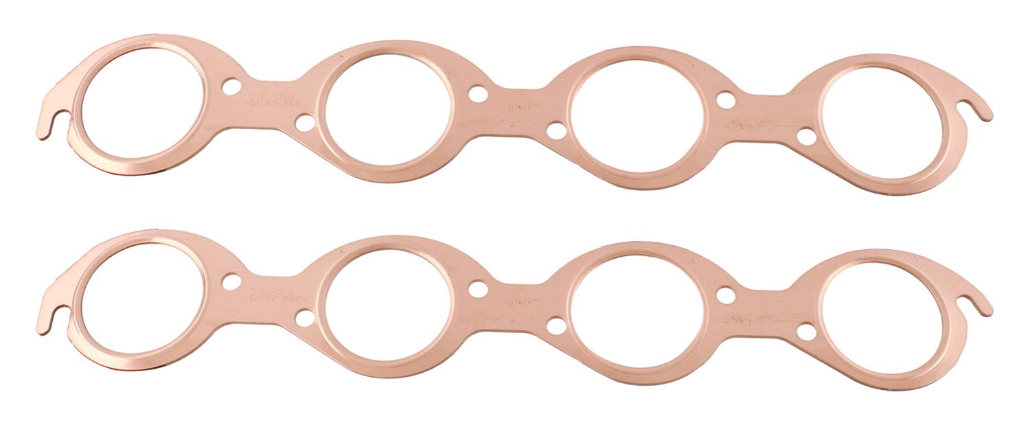 SCE Pro Copper Embossed Exhaust Gaskets 4040 Header and Manifold Gaskets, Embossed, Round Port, for Sonny's 5.00 in. Bore Center Heads, V8, Pair