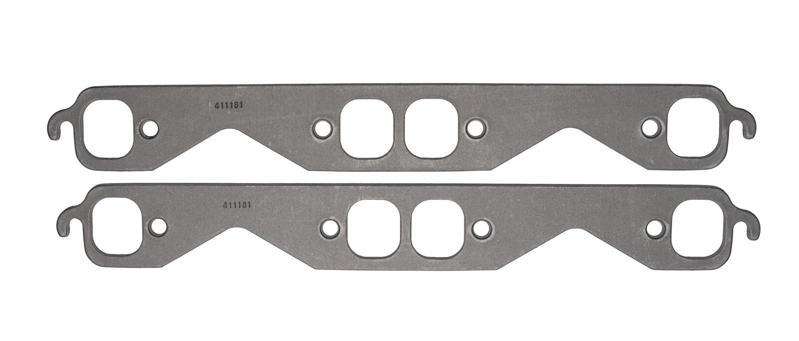 SCE Graph-Form Premium Header Gaskets 411181 and Exhaust Manifold Gaskets, Gaskets, High-density/Hi-temp Graphite, Round Port, Chevrolet, Small Block, Pair