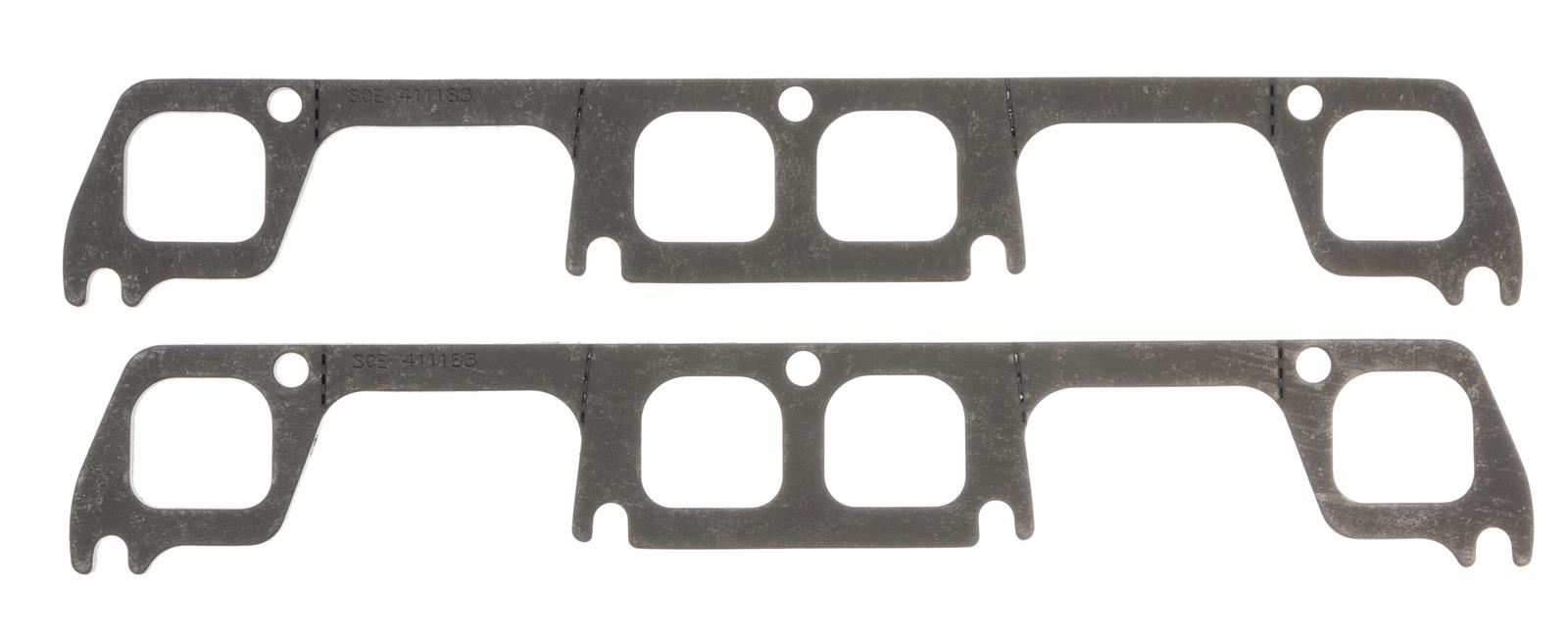 SCE Graph-Form Premium Header Gaskets 411183 and Exhaust Manifold Gaskets, Premium, High-density/Hi-temp Graphite, Brodix Raised Spread/D-port, Chevrolet, Small Block, Pair