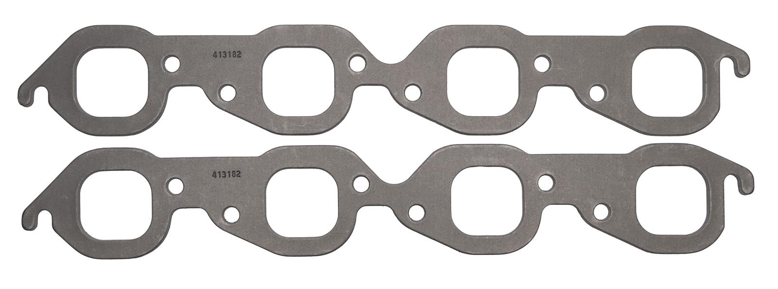 SCE Graph-Form Premium Header Gaskets 413182 and Exhaust Manifold Gaskets, Premium, High-density/Hi-temp Graphite, Square Port, Chevrolet, Big Block, Pair
