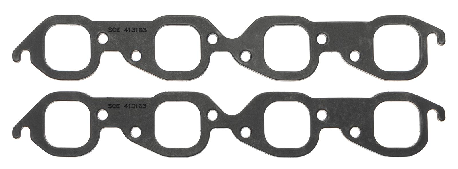 SCE Graph-Form Premium Header Gaskets 413183 Exhaust Gaskets, Header, Square Port, High-Density/Hi-Temp Graphite, Chevy, Pair