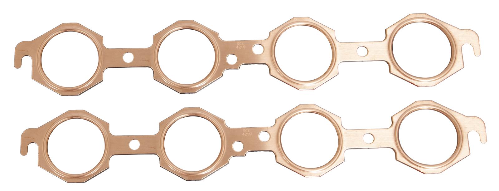 SCE Pro Copper Embossed Exhaust Gaskets 4219 Gaskets, Header and Manifold, Round Port, Copper, Chevy, LS, Pair thumbnail 3