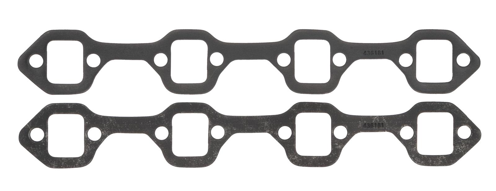 SCE Graph-Form Premium Header Gaskets 436181 and Exhaust Manifold Gaskets, Premium, High-density/Hi-temp Graphite, Rectangular Port, Ford, 289/302/351W, Pair
