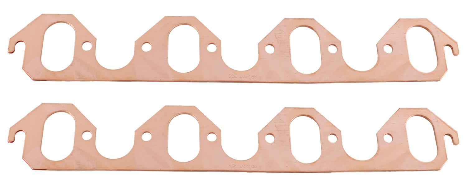 SCE Pro Copper Annealed Exhaust Gaskets E35186 Gasket, Annealed, 0.062 in. Thick, Oval Port, Ford, Pair